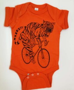 Tiger on a bike baby grow