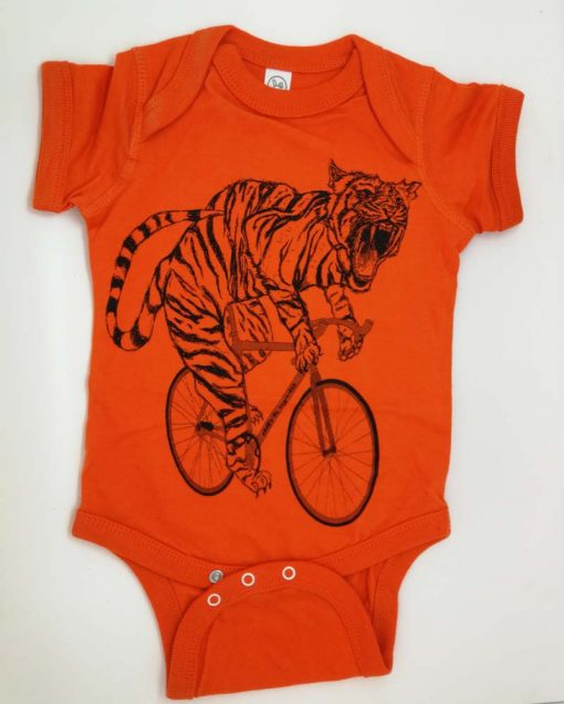 Tiger on a bike baby grow