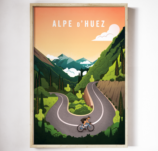alpe d'huez cycling print
