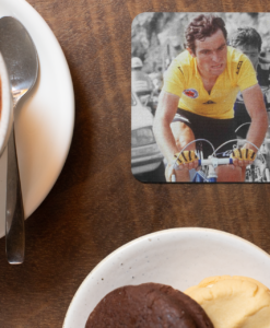 coaster hinault riding in yellow jersey